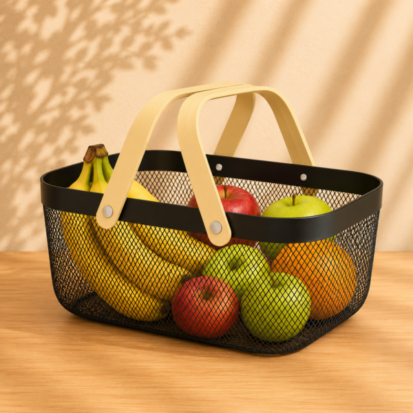 Canasta Ébano con Mango de Madera L